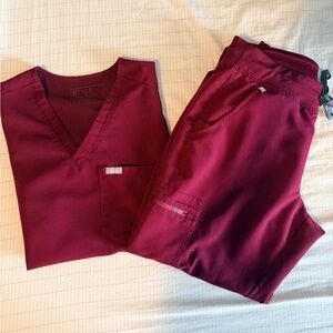Figs Wine Red Scrub Ensemble